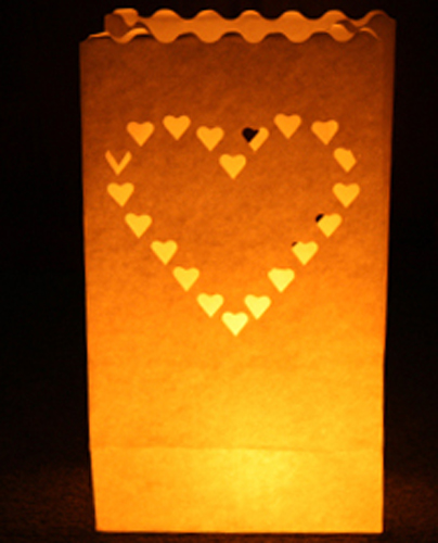 Large Heart Luminary Candle Bags White - Pack of 5